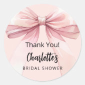 Bow errush pink vielen Dank Brautparty Runder Aufkleber (Vorderseite)
