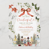 Bow Es ist der schönste Weihnachtsgeburtstag Einladung (Vorne/Hinten)