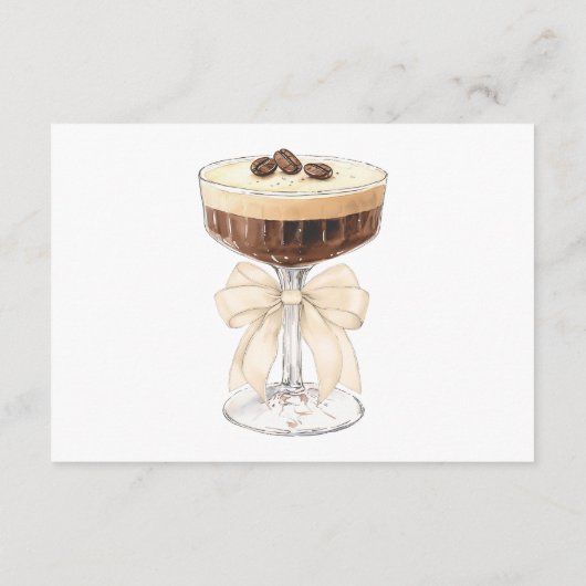 Bow Espresso Martini Brautparty Rezept Begleitkarte (Rückseite)