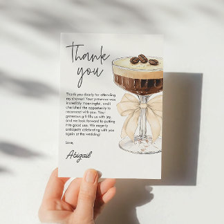Bow Espresso Martini Brautparty Vielen Dank Dankeskarte