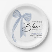 Bow etwas Blau, bevor ich Bow Brautparty Pappteller (Vorderseite)