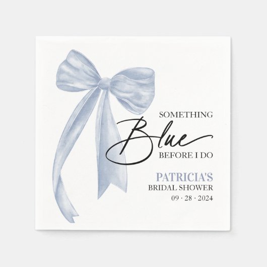 Bow etwas Blau, bevor ich Bow Brautparty Serviette (Vorderseite)
