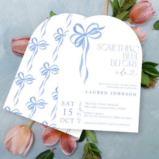 Bow etwas Blau, bevor ich Brautparty mache Einladung