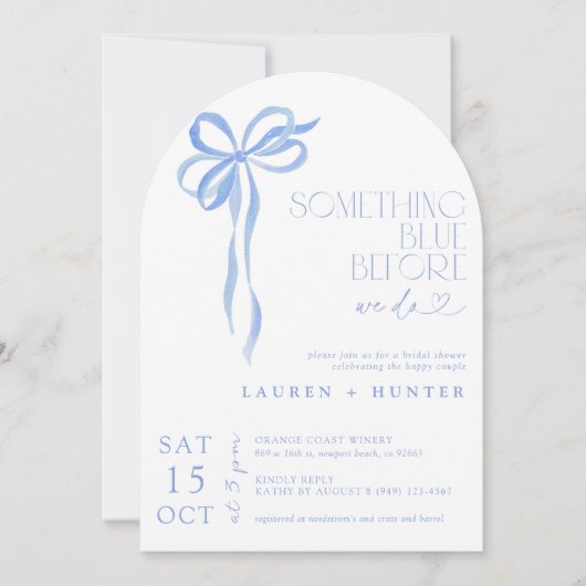 Bow etwas Blau, bevor wir ein paar tun Einladung (Vorderseite)