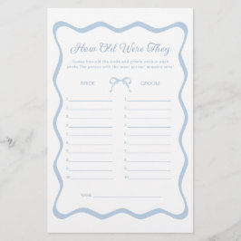 Bow etwas Blue Brautparty Age Guessing Game