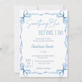 Bow etwas Blue Squiggle Brautparty Einladung (Vorderseite)