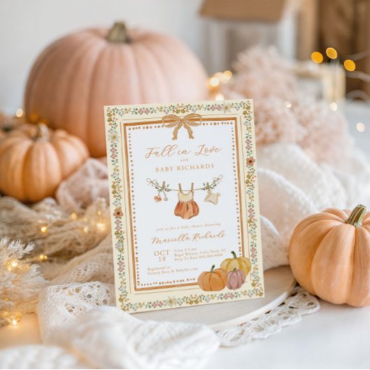 Bow Fall in Liebe Fall Baby Duschmädchen Einladung