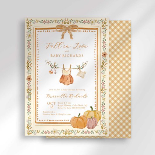 Bow Fall in Liebe Fall Baby Duschmädchen Einladung