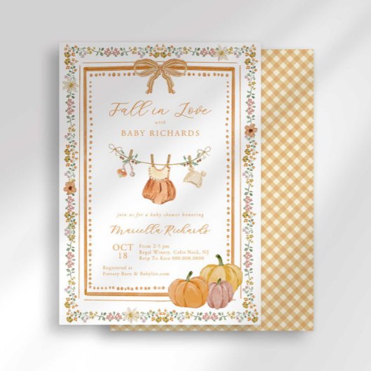 Bow Fall in Liebe Fall Baby Duschmädchen Einladung