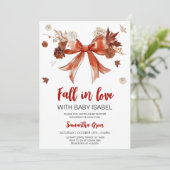 Bow Fall in Liebe mit Baby-Dusche Einladung (Stehend Vorderseite)