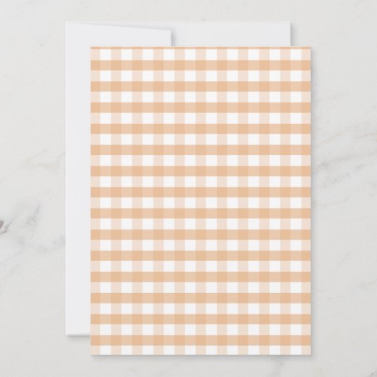 Bow Fall in Liebe Orange Gingham Baby Dusche Einladung (Rückseite)