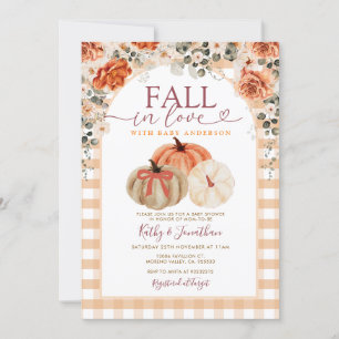 Bow Fall in Liebe Orange Gingham Baby Dusche Einladung