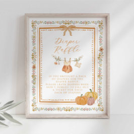 Bow Fall in Love Baby Shower Diaper Raffle Sign Poster