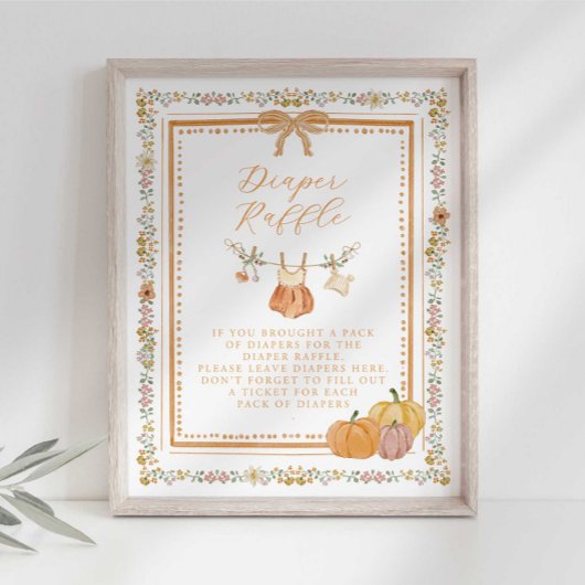 Bow Fall in Love Baby Shower Windel-Raffel-Schild Poster