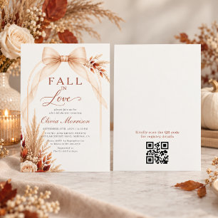 Bow Fall In Love QR-Code Junggesellinnenabschied Einladung