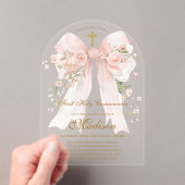 Bow First Holy Communion Girl - Boho Arch Acryleinladungen (Insitu (Handheld))