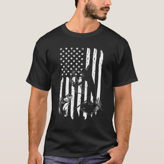 Bow Fishing American Flag Fishing T-Shirt (Vorderseite)