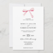 Bow floral elegante trendy Wedding Einladung (Vorderseite)