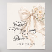 Bow Floral How Many Bows Baby Shower Game Poster (Vorne)