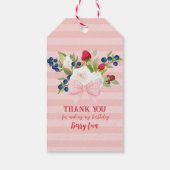 Bow floral Strawberry Birthday Berry First Fevor Geschenkanhänger (Rückseite)