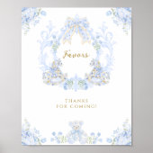 Bow Floral Teddy Bären Wappen Boy Baby Shower Favo Poster (Vorne)