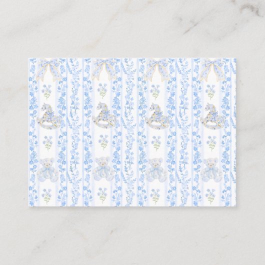Bow Floral Teddy Bear Toile Baby Shooting Diaper Begleitkarte (Rückseite)
