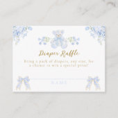 Bow Floral Teddy Bear Toile Baby Shooting Diaper Begleitkarte (Vorderseite)