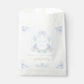 Bow Floral Wappen Rustic Blue Boy Baby Dusche Geschenktütchen (Vorderseite)