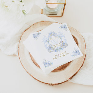 Bow Floral Watercolor Elegante Boy Baby Shower Serviette