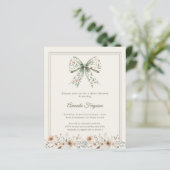 Bow florals green ivory Baby Shower invitation (Stehend Vorderseite)