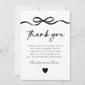 Bow Foto 1. Geburtstag Dankeskarte (Vorderseite)