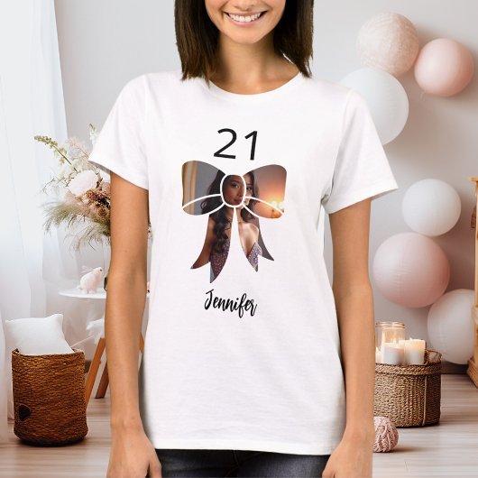 Bow Foto Birthday T-Shirt