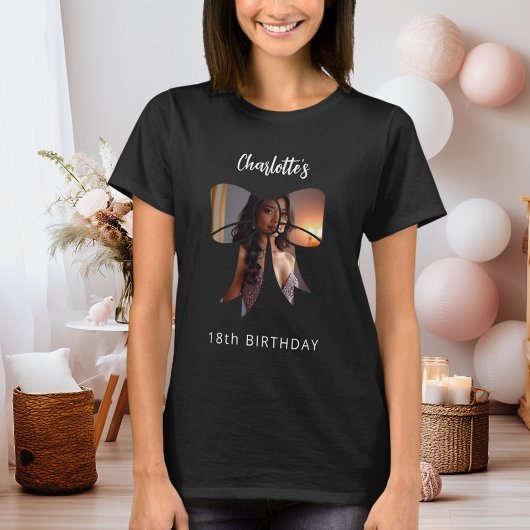 Bow Foto Birthday T-Shirt