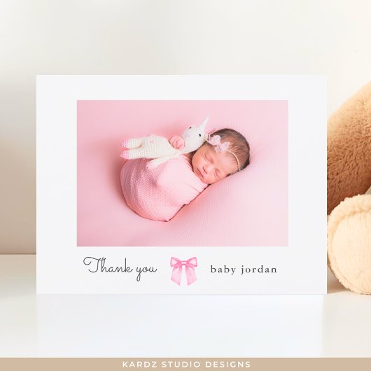 Bow Foto Script Girl Babydusche Vielen Dank Postkarte
