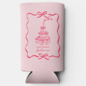 Bow Frame Hand Drawn Pink Champagne Birthday Selters Dosenkühler (Vorderseite)