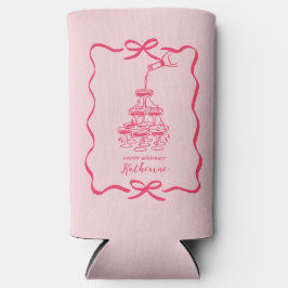 Bow Frame Hand Drawn Pink Champagne Birthday Selters Dosenkühler