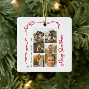 Bow Frohe Weihnachten Familie 6 Fotos Keramikornament