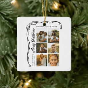 Bow Frohe Weihnachten Familie 6 Fotos Keramikornament