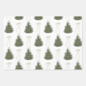 Bow Frohe Weihnachten Watercolor Baum Geschenkpapi Geschenkpapier Set (Vorderseite)