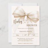 Bow gender neutral beige ivory Baby Shower Einladung (Vorderseite)