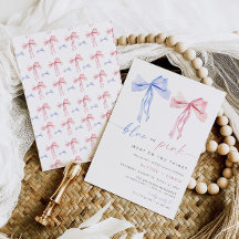 Bow Gender Offenlegung Einladung Blue Pink Coquett