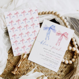 Bow Gender Offenlegung Einladung Blue Pink Coquett