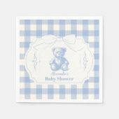 Bow Gingham French Teddy Bear Baby Shower Serviette (Vorderseite)
