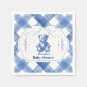 Bow Gingham French Teddy Bear Baby Shower Serviette (Vorderseite)