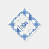 Bow Gingham French Teddy Bear Baby Shower Serviette (Ecke)