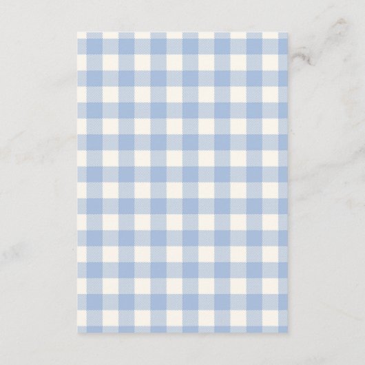 Bow Gingham French Teddy Bear Diapper Raffle Begleitkarte (Rückseite)