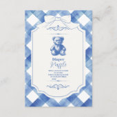 Bow Gingham French Teddy Bear Diapper Raffle Begleitkarte (Vorderseite)