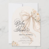 Bow Girl Baby Shower Einladung (Vorderseite)