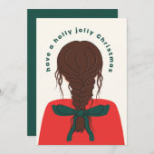 Bow Girl Christmas Feiertagskarte (Vorne/Hinten)