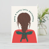 Bow Girl Christmas Feiertagskarte (Stehend Vorderseite)